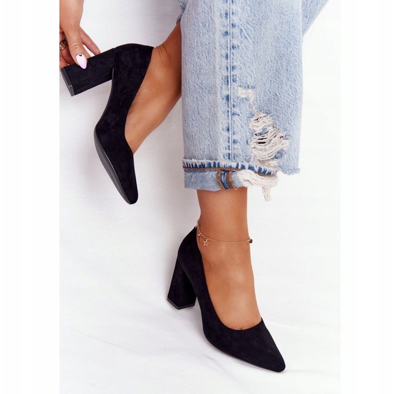 Zapatos De Salón De Ante En Una Barra Sergio Leone PB216 Negro 1