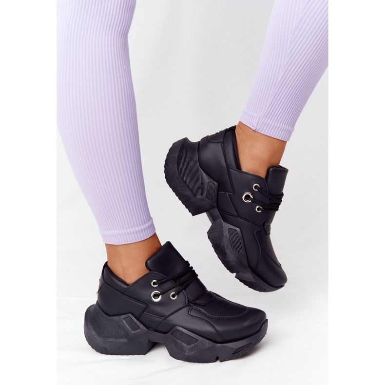 PS1 Zapatillas de mujer con suela burbujeante negra masiva negro 1