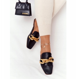 PS1 Pantuflas Call On Me Negras Con Parte Superior Y Cadena negro dorado 2 PS1 Pantuflas Call On Me Negras Con Parte Superior Y Cadena negro dorado 2