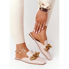 Pantuflas Beige Con Palas Y Cadena Beige Llámame 6