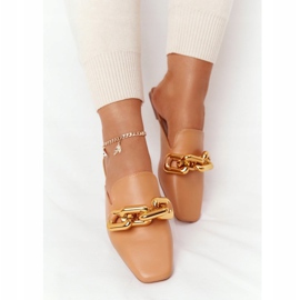 PS1 Pantuflas Con Palas Y Cadena Camel Call On Me marrón dorado 3