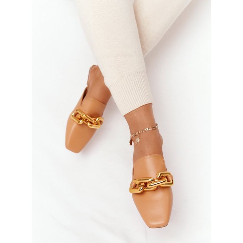 PS1 Pantuflas Con Palas Y Cadena Camel Call On Me marrón dorado 1