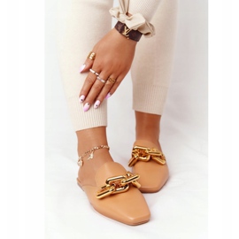 PS1 Pantuflas Con Palas Y Cadena Camel Call On Me marrón dorado 6