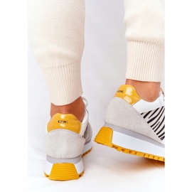Zapatos Deportivos De Piel En La Plataforma GOE HH2N4001 Blanco-Amarillo 5