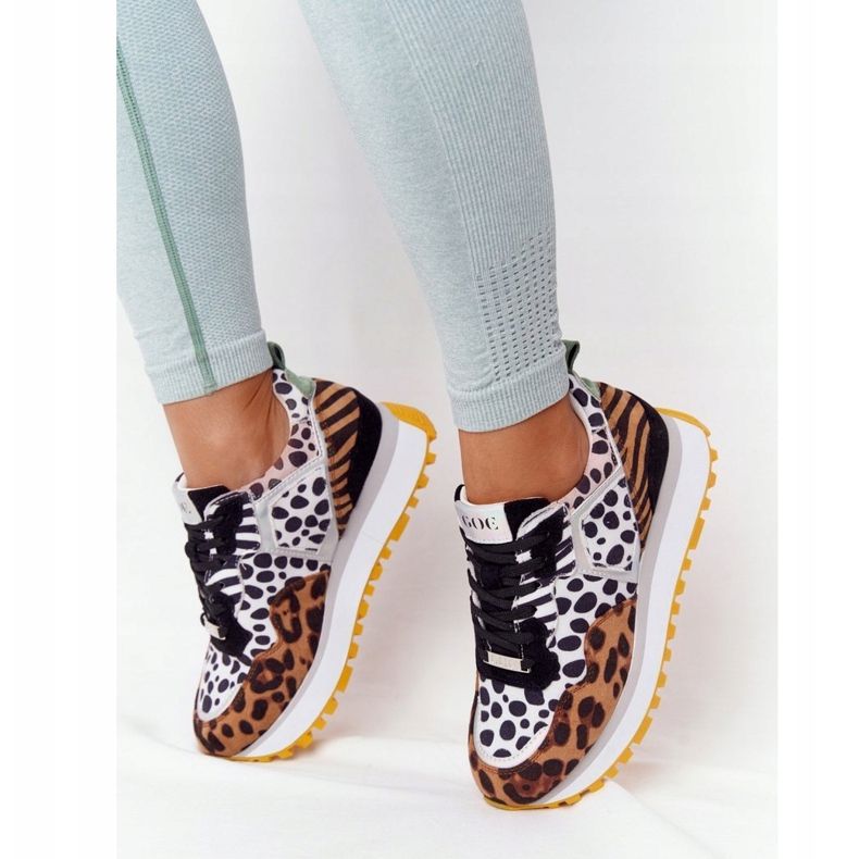 Zapatos Deportivos De Ante En La Plataforma GOE HH2N4003 Marrón blanco negro 2