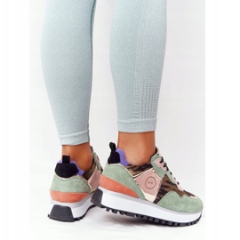 Zapatos deportivos de ante en la plataforma GOE HH2N4002 Verde-Dorado beige marrón rosado 4
