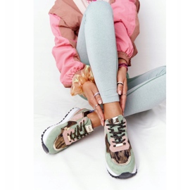 Zapatos deportivos de ante en la plataforma GOE HH2N4002 Verde-Dorado beige marrón rosado 5