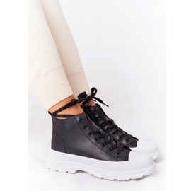 Zapatillas de mujer de piel negra Trissy con suela grande negro 3