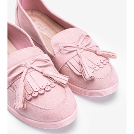 Mocasines Magdalena rosa con flecos rosado 1