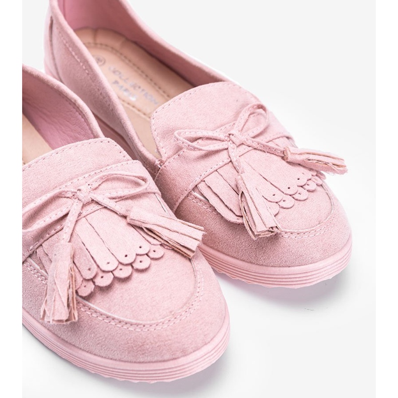Mocasines Magdalena rosa con flecos 1