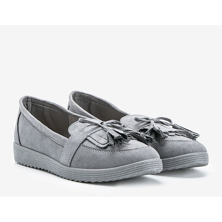 Mocasines Magdalena gris con flecos 1