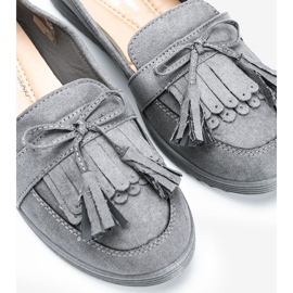 Mocasines Magdalena gris con flecos 2