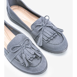Mocasines de grafito con flecos Magdalena gris 2