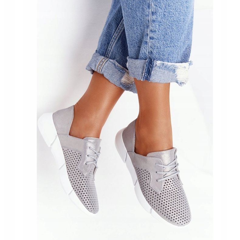 EVE Zapatos Deportivos Mujer Piel Gris Day Trip plata 1