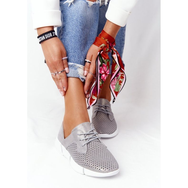 EVE Zapatos Deportivos Mujer Piel Gris Day Trip plata 2