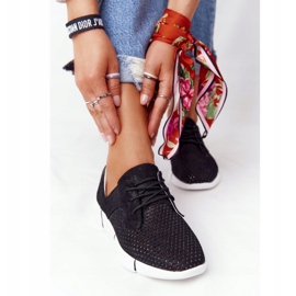 EVE Excursión de un día de zapatos deportivos de cuero negro para mujer 1