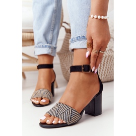 EVE Sandalias de luna de miel negras con trenzado en una barra beige negro 4