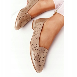 Mocasines calados Sergio Leone BL627 Gold beige dorado 6