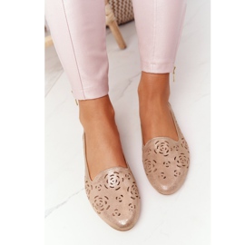 Mocasines calados Sergio Leone BL627 Gold beige dorado 3