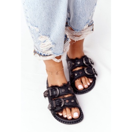 PS1 Zapatillas Con Hebillas Y Piel Lydia Negra negro 1