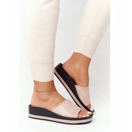 Sandalias Cuña Vinceza 21-17113 Beige y Dorado negro 3