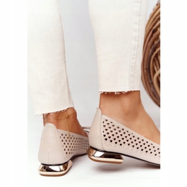 Mocasines Calados Sobre Tacones Dorados Vinceza 21-10602 Dorado beige 3