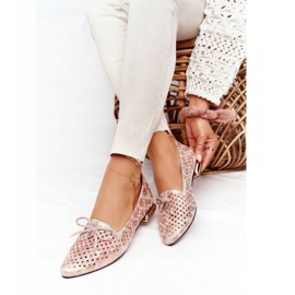 Mocasines Calados Sobre Tacones Dorados Vinceza 21-10602 Multicolor beige rosado 5