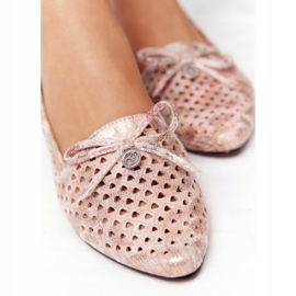 Mocasines Calados Sobre Tacones Dorados Vinceza 21-10602 Multicolor beige rosado 7