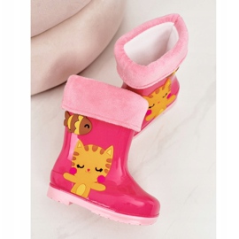Botas de agua rosa cálidas para niños con un gatito rosado 2 Botas de agua rosa cálidas para niños con un gatito rosado 2