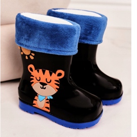 Botas de lluvia cálidas negras para niños con un tigre negro 2