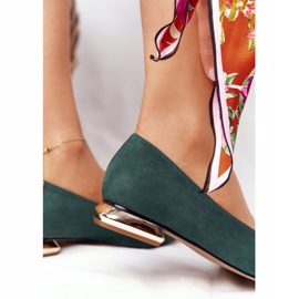 Mocasines Verdes Sobre Tacones Dorados Vinceza 21-10601 3