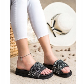 Seastar Zapatillas de cristal de moda negro 4