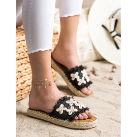 Seastar Alpargatas, Chanclas Trenzadas Con Conchas beige negro 4