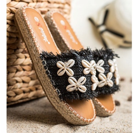 Seastar Alpargatas, Chanclas Trenzadas Con Conchas beige negro 3