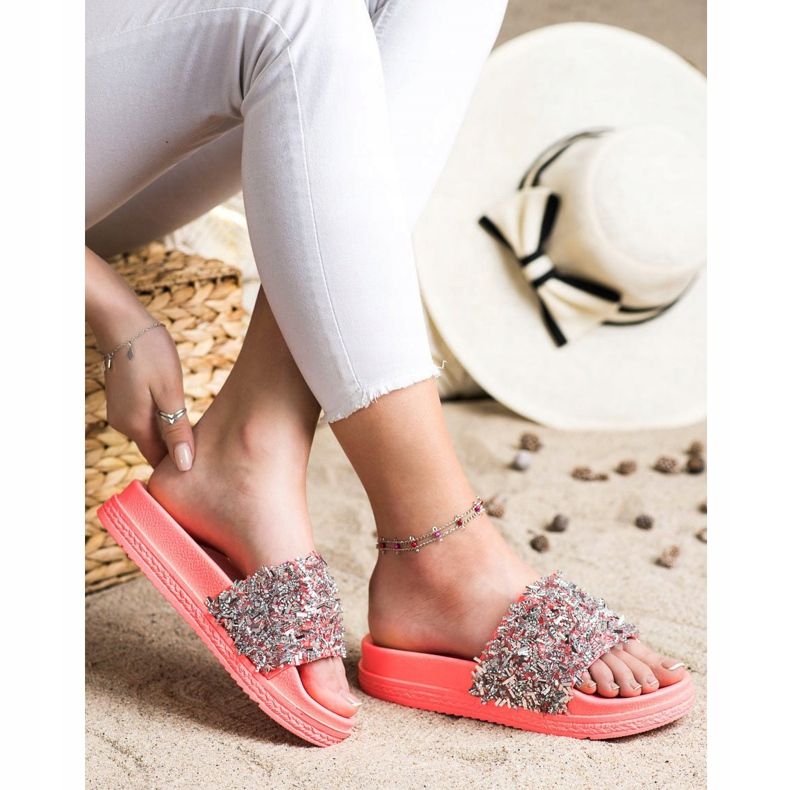 Seastar Zapatillas de cristal de moda rojo rosa 1