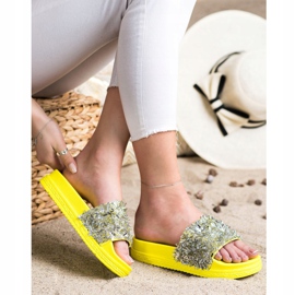 Seastar zapatillas de cristal de moda plata amarillo 1