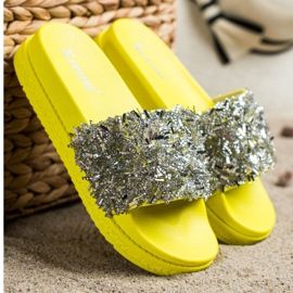 Seastar zapatillas de cristal de moda plata amarillo 2