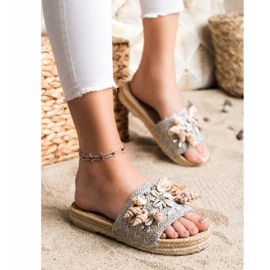 Seastar Zapatillas en la plataforma con conchas beige gris 3
