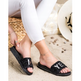 SHELOVET Zapatillas de moda con cristales negro 3