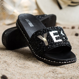 SHELOVET Zapatillas de moda con cristales negro 4