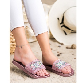 SHELOVET Pantuflas superlentejuelas incoloro rosado 4
