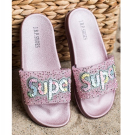 SHELOVET Pantuflas superlentejuelas incoloro rosado 3