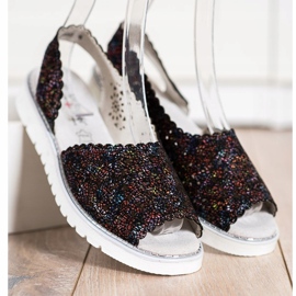 SHELOVET Sandalias de piel cómodas negro multicolor 3