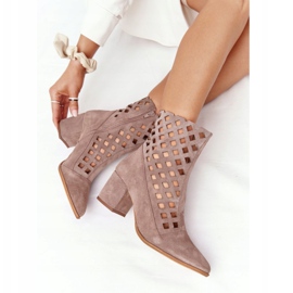 Botas de ante calado con tacones altos Nicole 2638 Marrón 6