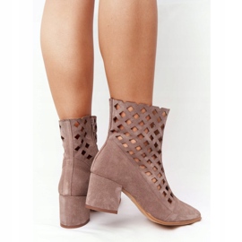 Botas de ante calado con tacones altos Nicole 2638 Marrón 3