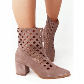 Botas de ante calado con tacones altos Nicole 2638 Marrón 4