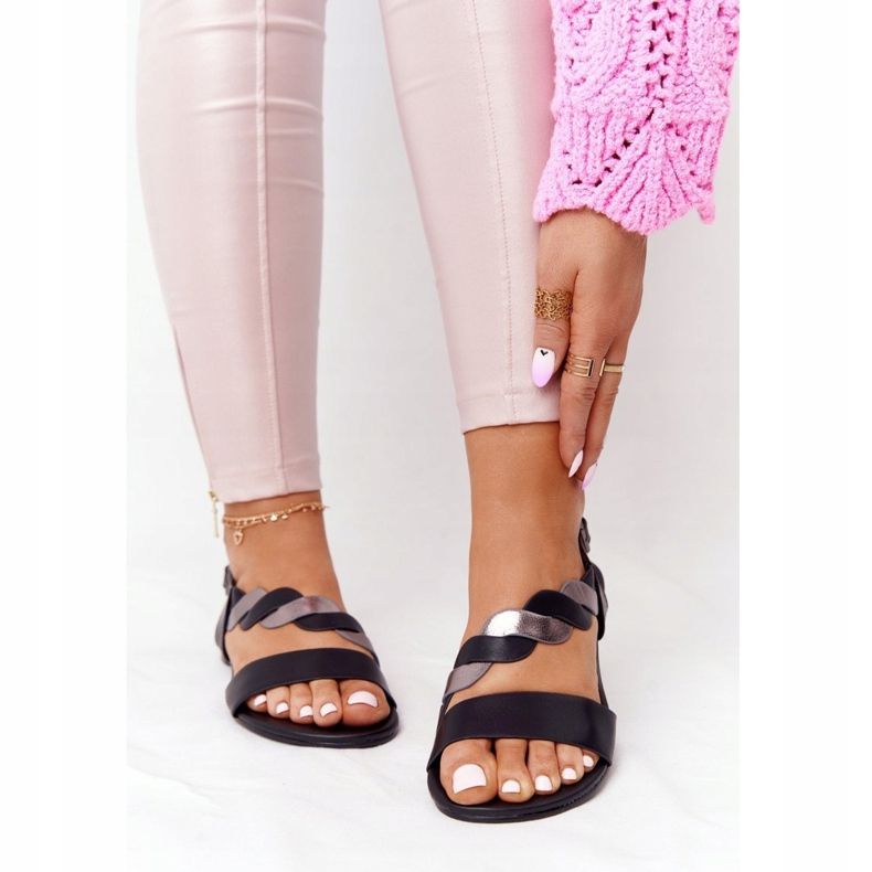 Sandalias Piel Vinceza 21-17117 Negra y Plata negro 2