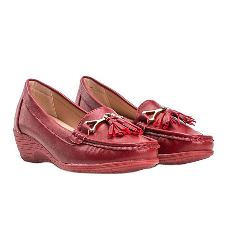 Mocasines de cuero ecológico burdeos con cuña Anne rojo 1 Mocasines de cuero ecológico burdeos con cuña Anne rojo 1