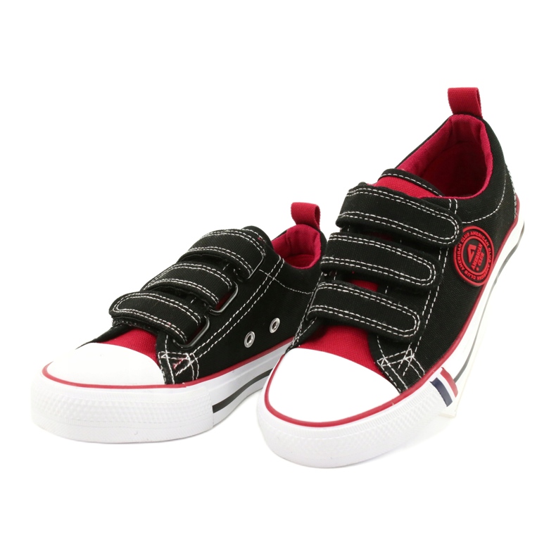 Zapatillas deportivas infantiles americanas con velcro American Club LH61 Negro-Rojo 1
