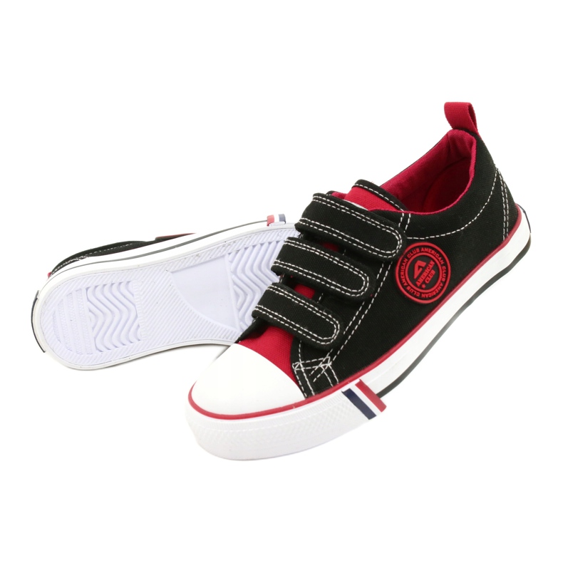 Zapatillas deportivas infantiles americanas con velcro American Club LH61 Negro-Rojo 2